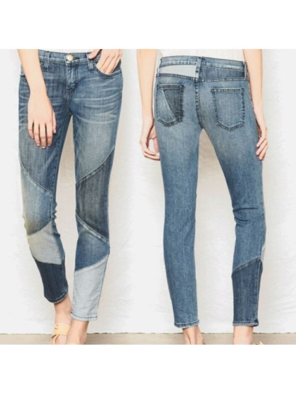 Current/Elliot Patchwork Stiletto Skinny Jeans, Size 25